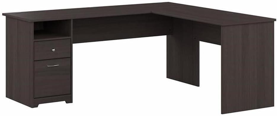 Cabot 72W L Shaped Computer Desk with File in Heather Gray - Engineered Wood