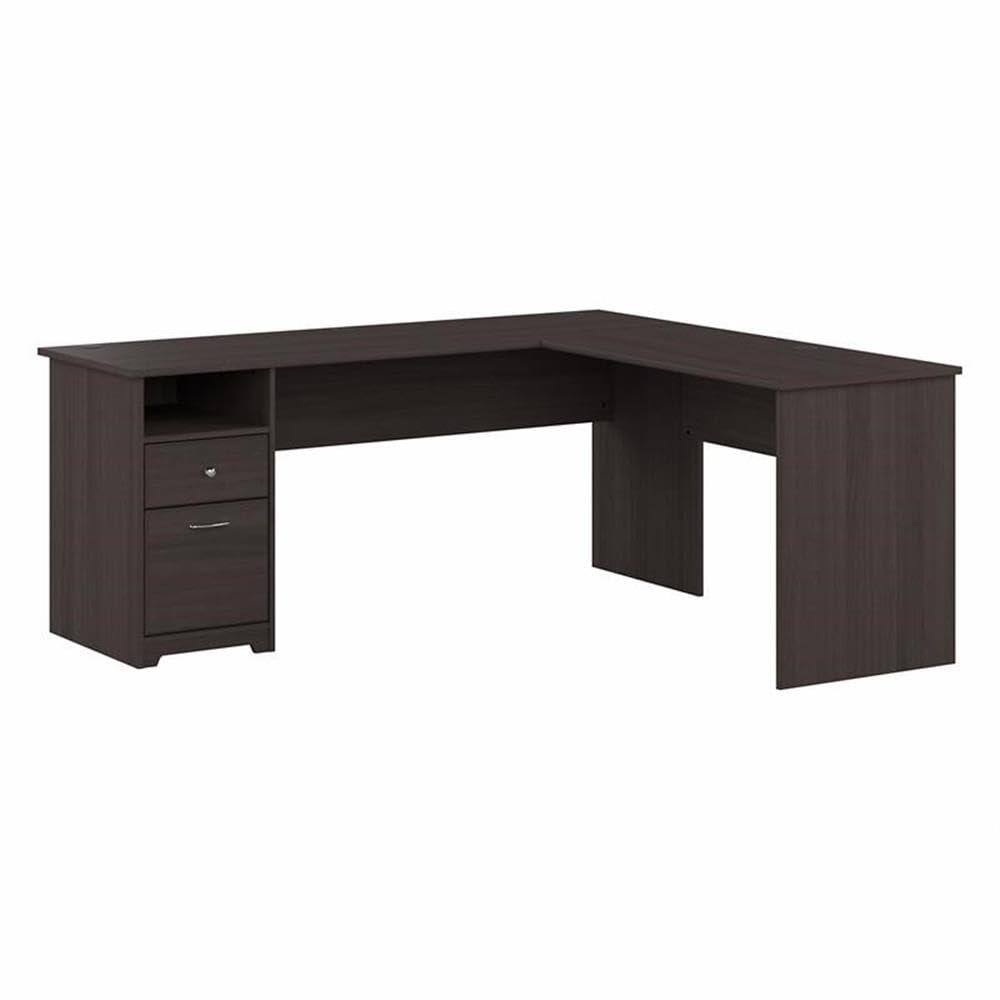 Cabot 72W L Shaped Computer Desk with File in Heather Gray - Engineered Wood
