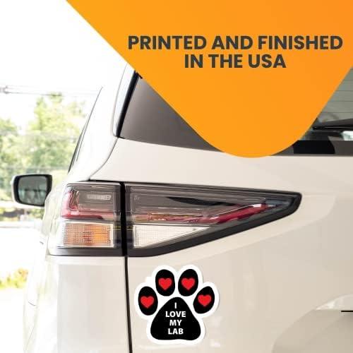 Magnet Me Up I Love My Lab Pawprint Magnet Decal, 5 Inch, Vinyl Automotive Magnet