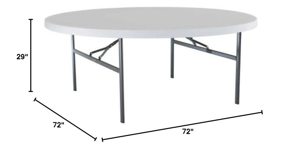 Lifetime 72 inch Round Table, Indoor/Outdoor Commercial Grade, White Granite (22673)