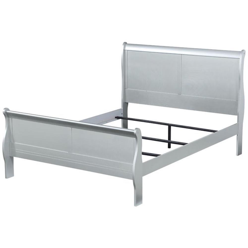 Full Louis Philippe Bed Platinum - Acme Furniture: Classic Sleigh, Pine Wood Frame, Box Spring Required