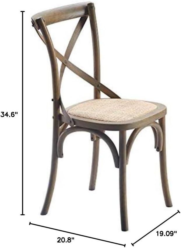 Finch Set of 2 Elmhurst Cross Back Side Chair Natural Rattan: Upholstered Polyester, Wood Legs, No Assembly Required