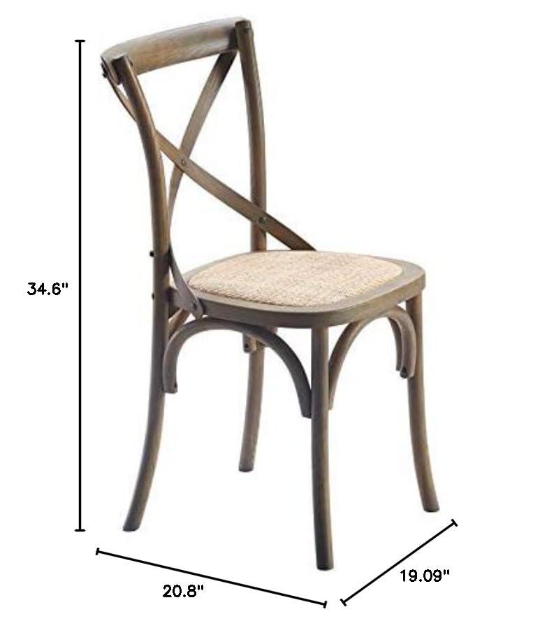 Finch Set of 2 Elmhurst Cross Back Side Chair Natural Rattan: Upholstered Polyester, Wood Legs, No Assembly Required