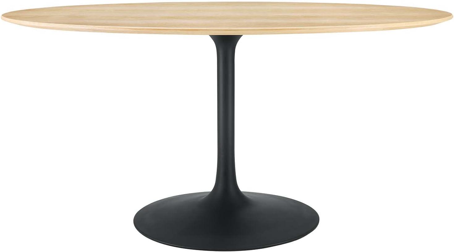 Lippa 60" Oval Natural Wood and Black Metal Dining Table