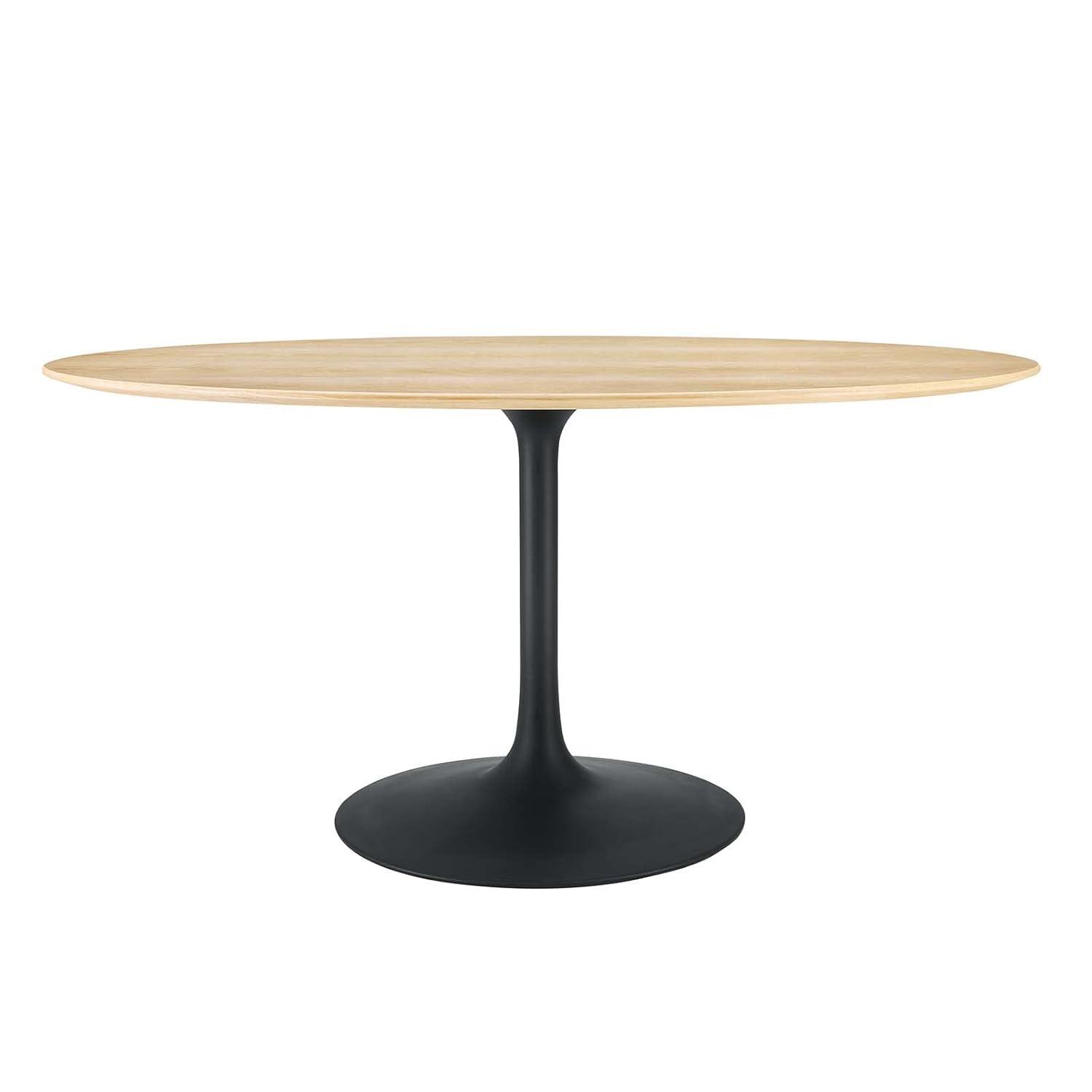 Modway Lippa 60" Oval Wood Grain Dining Table in Black Natural