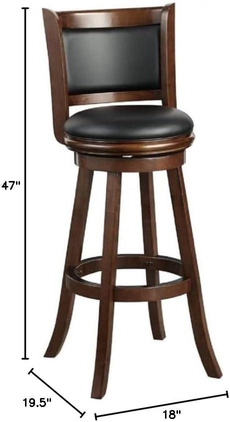 Boraam 34" Extra Tall Augusta Swivel Barstool Cappuccino Brown: Upholstered, Wood Frame, Fixed Height