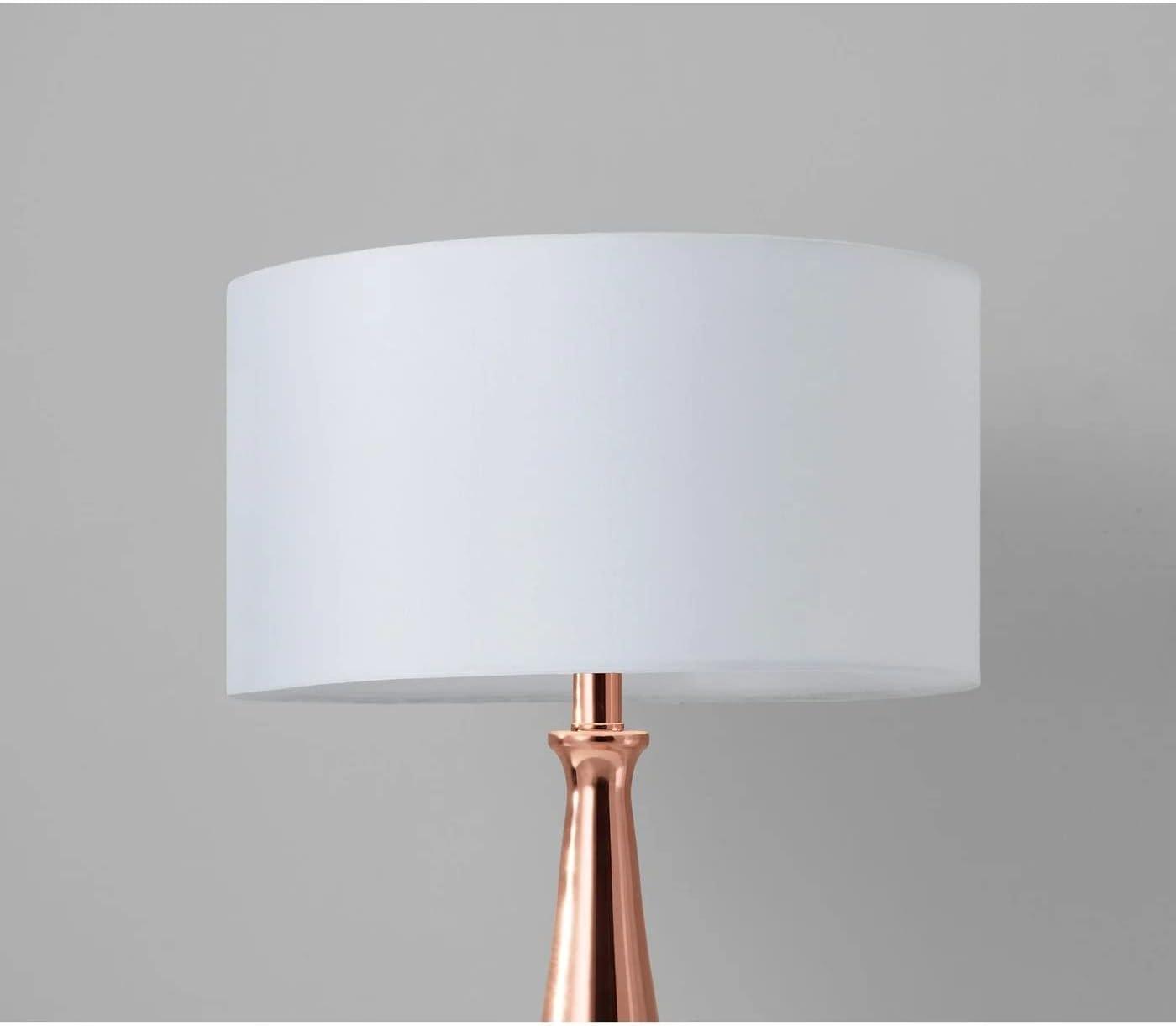 Copper Tapered Base Table Lamp with White Linen Shade