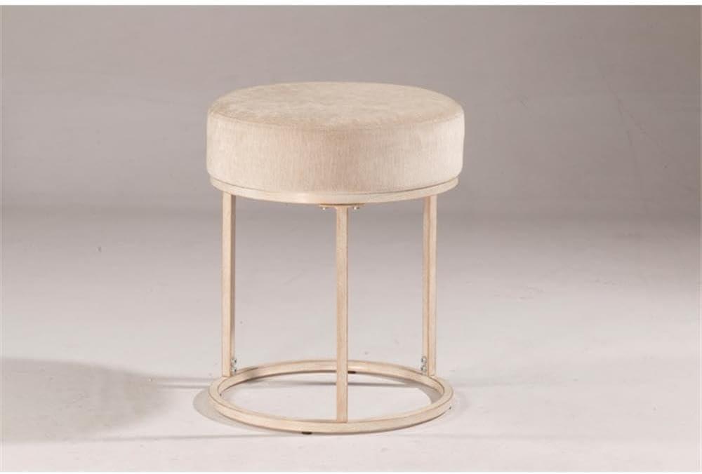 18" Swanson Backless Upholstered Metal Vanity Stool Bone White - Hillsdale Furniture: Round Padded Seat, Modern Design