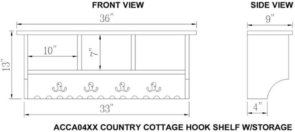 Country Cottage Antiqued Wood Coat Hooks and Storage Bench Set - Alaterre Furniture