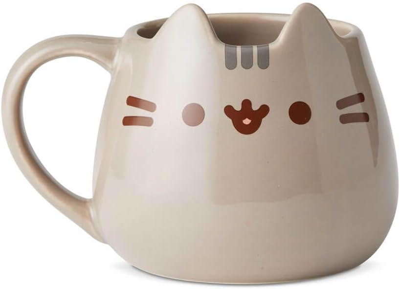 Beige Ceramic Pusheen Cat Sculpted 16 oz Mug