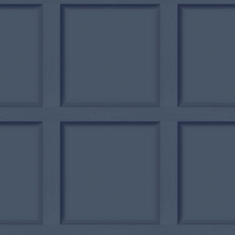 Modern Faux Wood Panel Non-Pasted Wallpaper - 396 in x 20.8 in Navy Blue