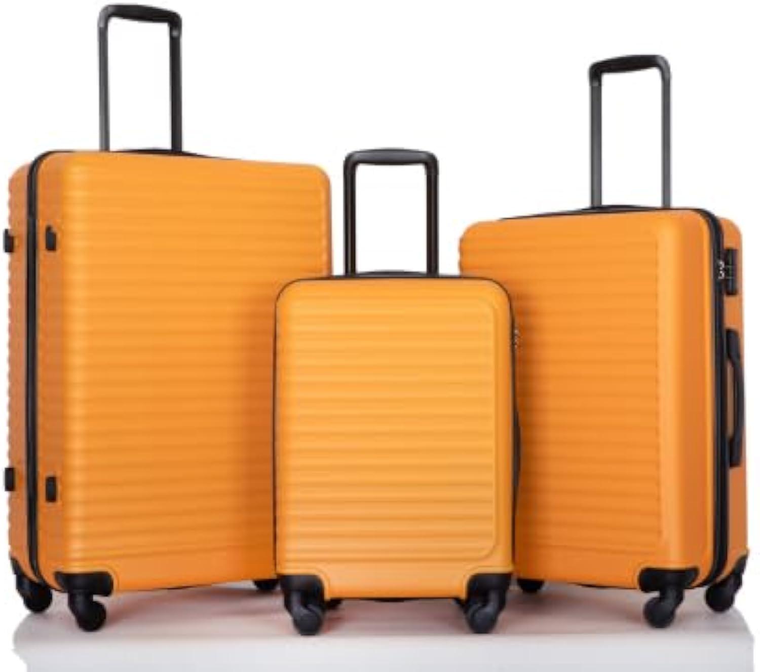 Orange 3-Piece Hard Shell Spinner Luggage Set with TSA Lock