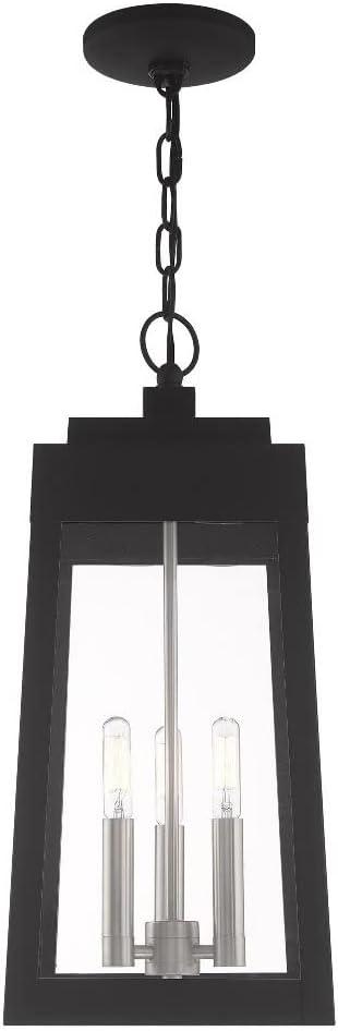 Bronze and Clear Glass 3-Light Outdoor Pendant Lantern