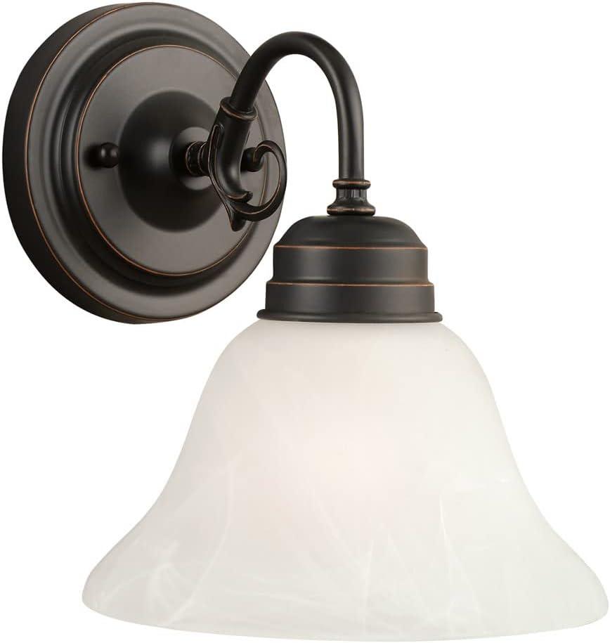 Design House Millbridge Traditional 1-Light Dimmable Wall Light w/ Alabaster Glass in Oil Rubbed Bronze