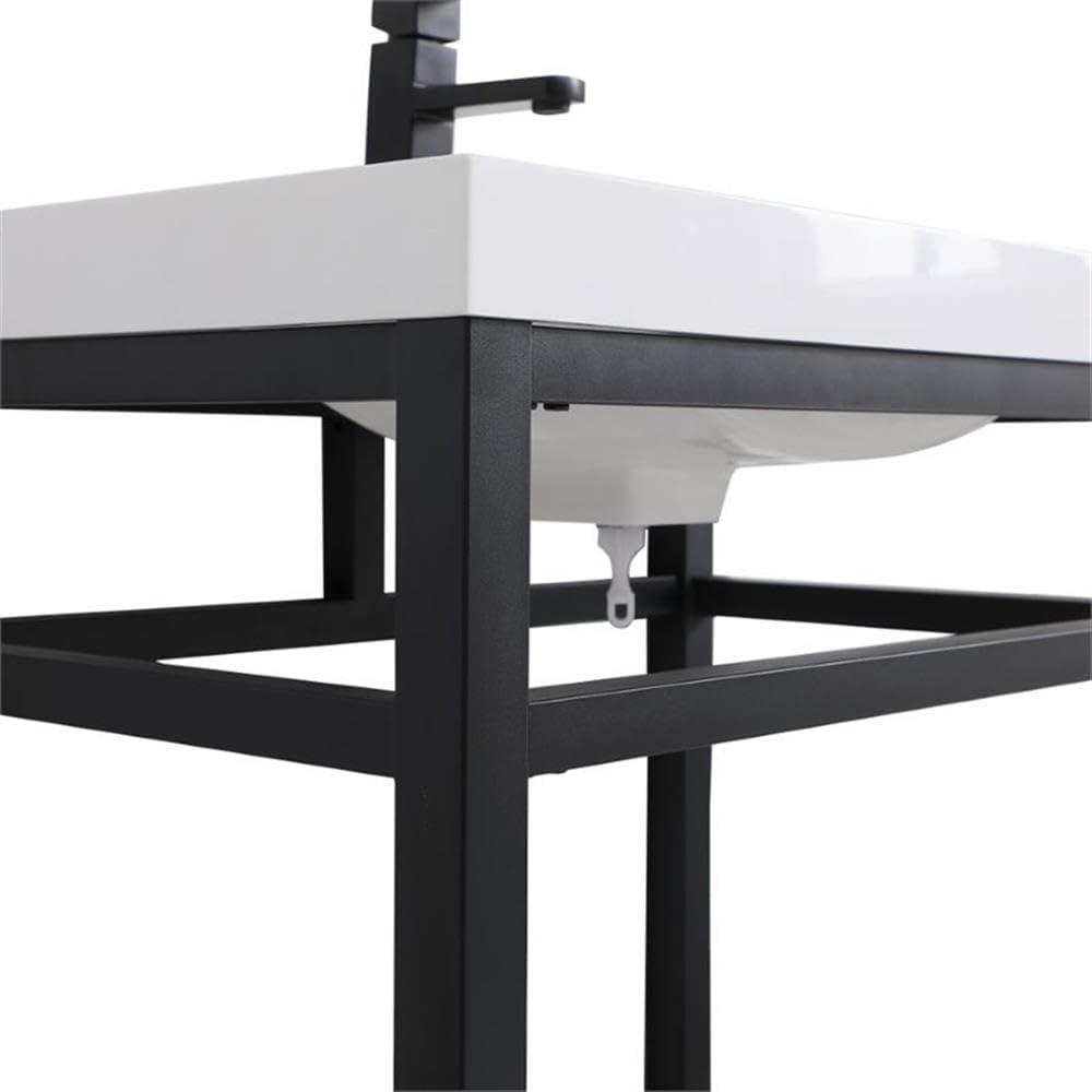 Elegant Decor Raya 30" Single Resin Top Metal Bathroom Vanity in Black