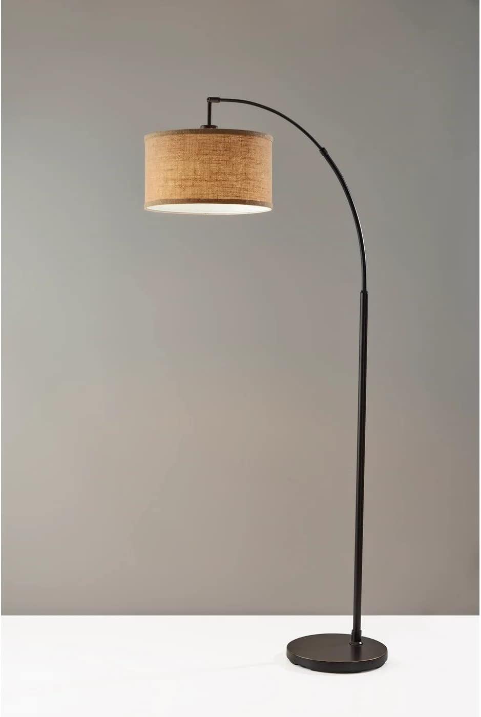 Adesso Home Burlap Arc Lamp in Antique Bronze