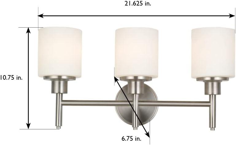 Aubrey Satin Nickel 3-Light Frosted Glass Vanity Light