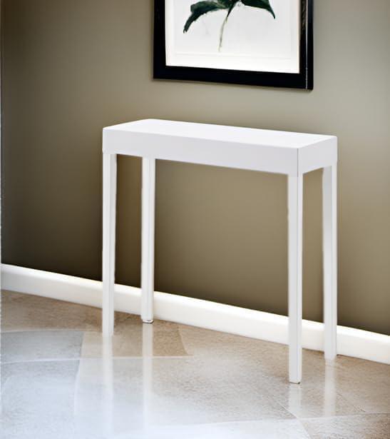 Glossy White Rectangular Minimalist Console Table with Storage