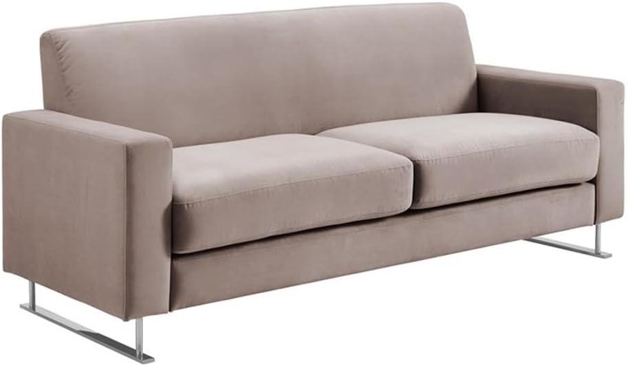 Elle Decor Baylie Mid-Century Modern Sofa with Chrome Sleigh Legs