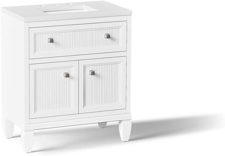 Hearthaven 30'' Free Standing Single Bathroom Vanity Cabinet with Sink and Quartz Top