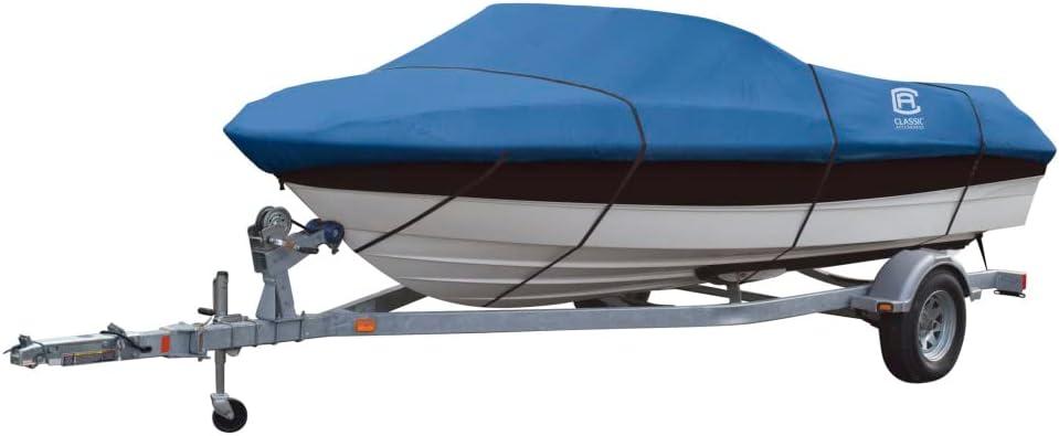 Blue Polyester Trailerable Boat Cover with Elastic Bottom