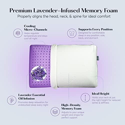 Lavender Zen Rectangular Memory Foam Cooling Bed Pillow