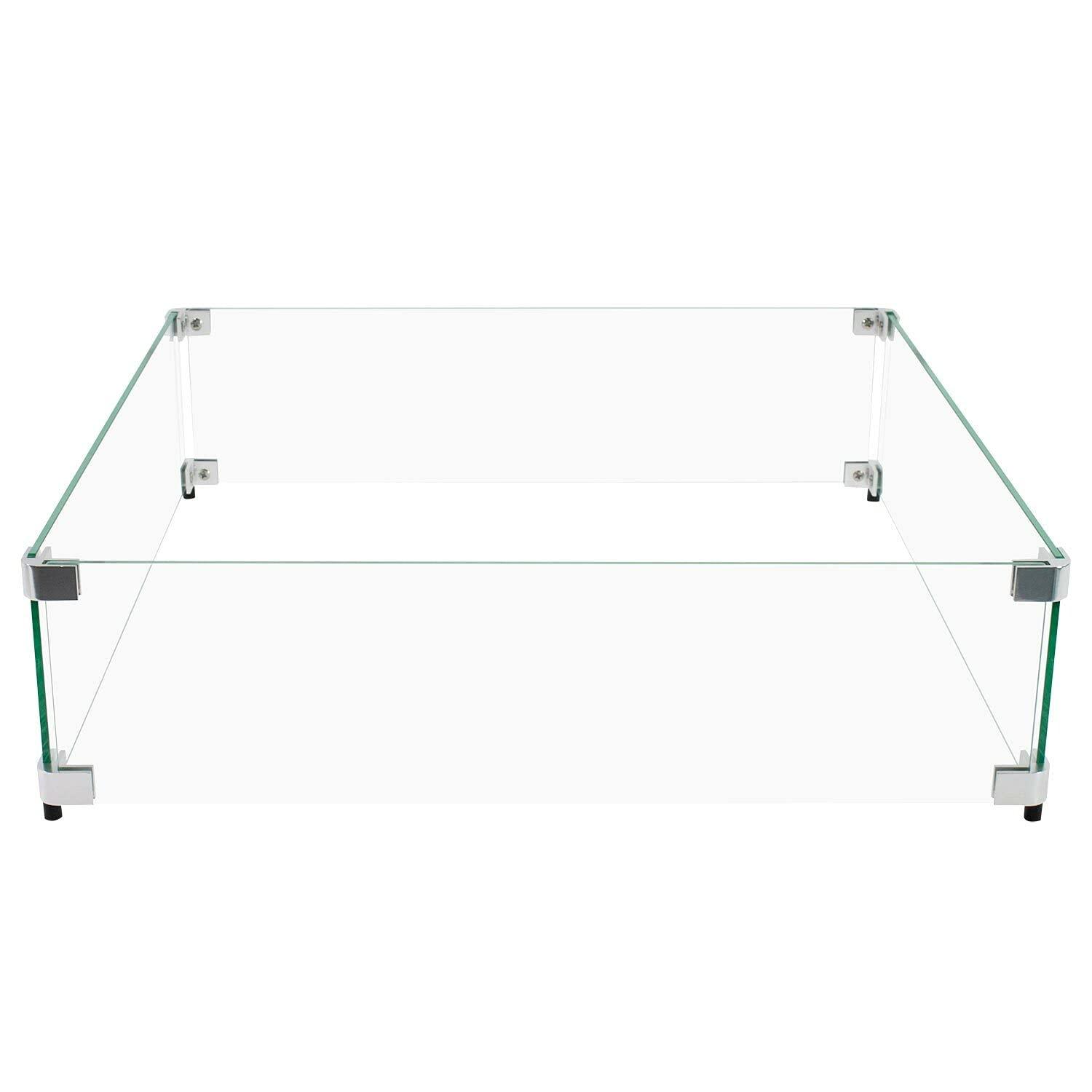 Celestial Fire Glass Square Fire Pit Wind Guard