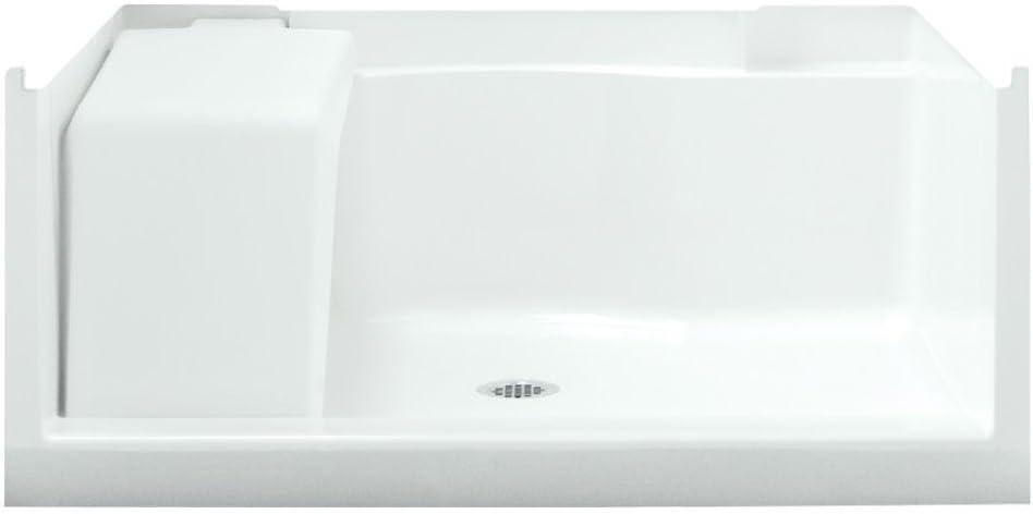 48" White Vikrell Seated Shower Base with Center Drain