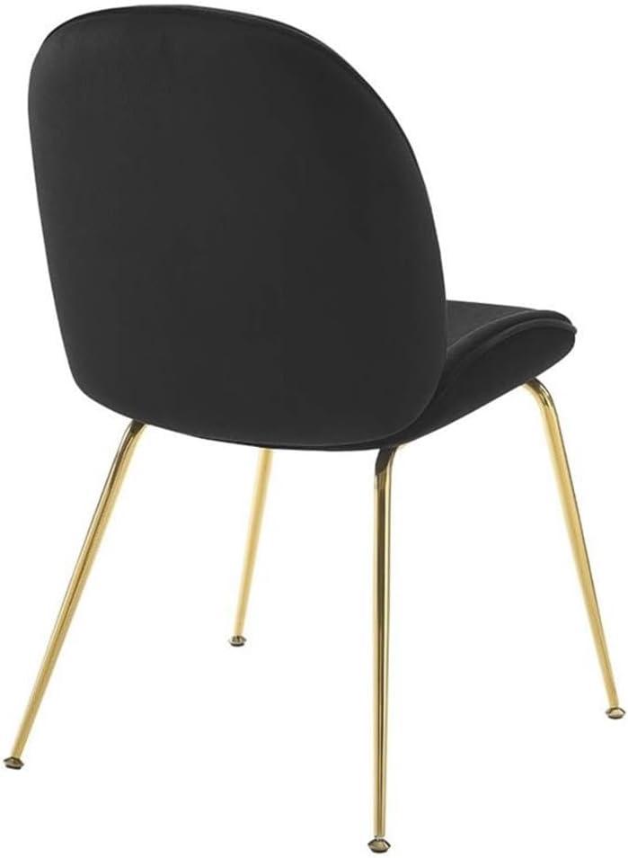 Scoop Gold Stainless Steel Leg Performance Velvet Dining ChairBlack