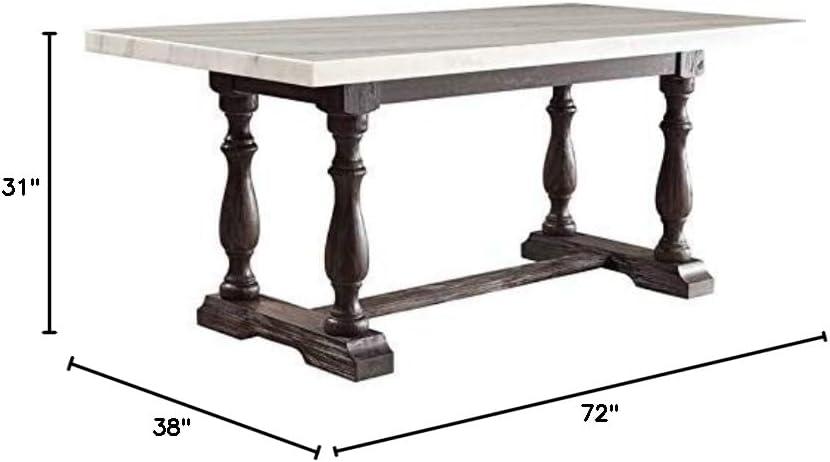 Kelly Clarkson Home Concert Marble Top Dining Table in White and Weathered Espresso