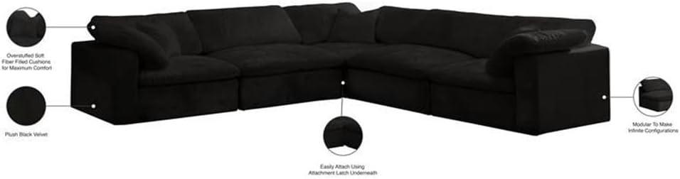 Meridian Furniture Cozy Black Velvet Modular Sectional