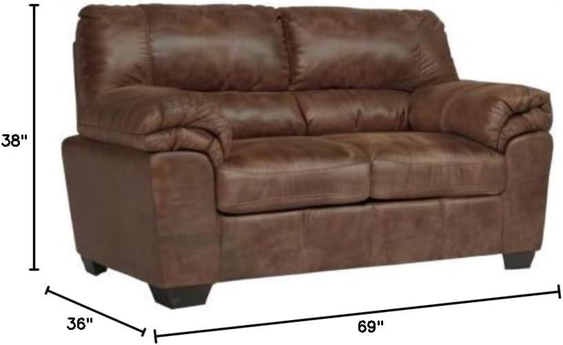 Ashley Furniture Bladen Faux Leather & Fabric Loveseat in Coffee Dark Brown