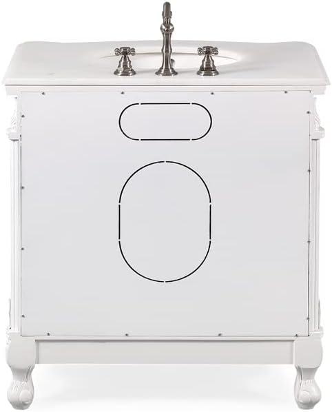 32" Benton Collection Fiesta Antique Victorian Classic Style White Bathroom Vanity CF-2873W-AW