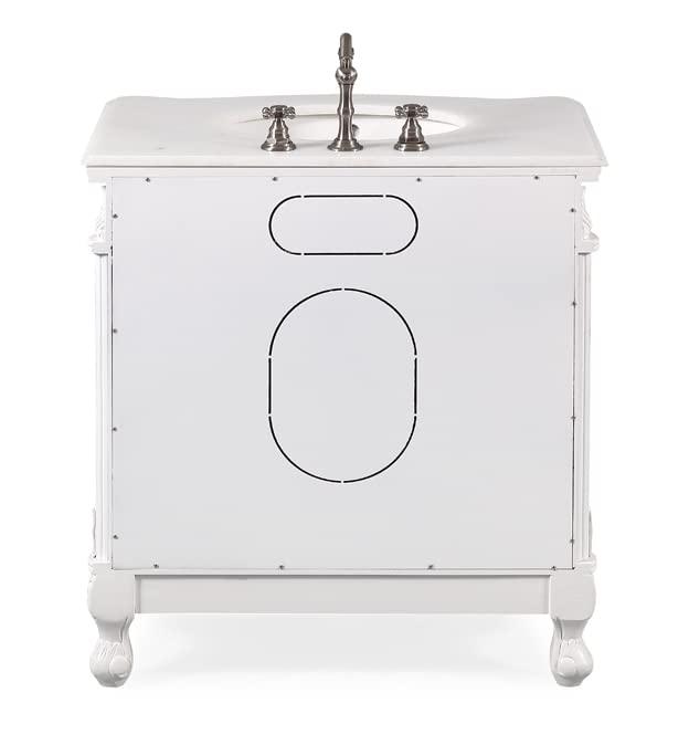 32" Benton Collection Fiesta Antique Victorian Classic Style White Bathroom Vanity CF-2873W-AW