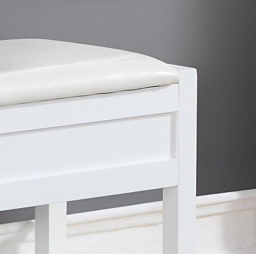 Roundhill Furniture Rouen Seating Bench with Shoe Storage, Clean White