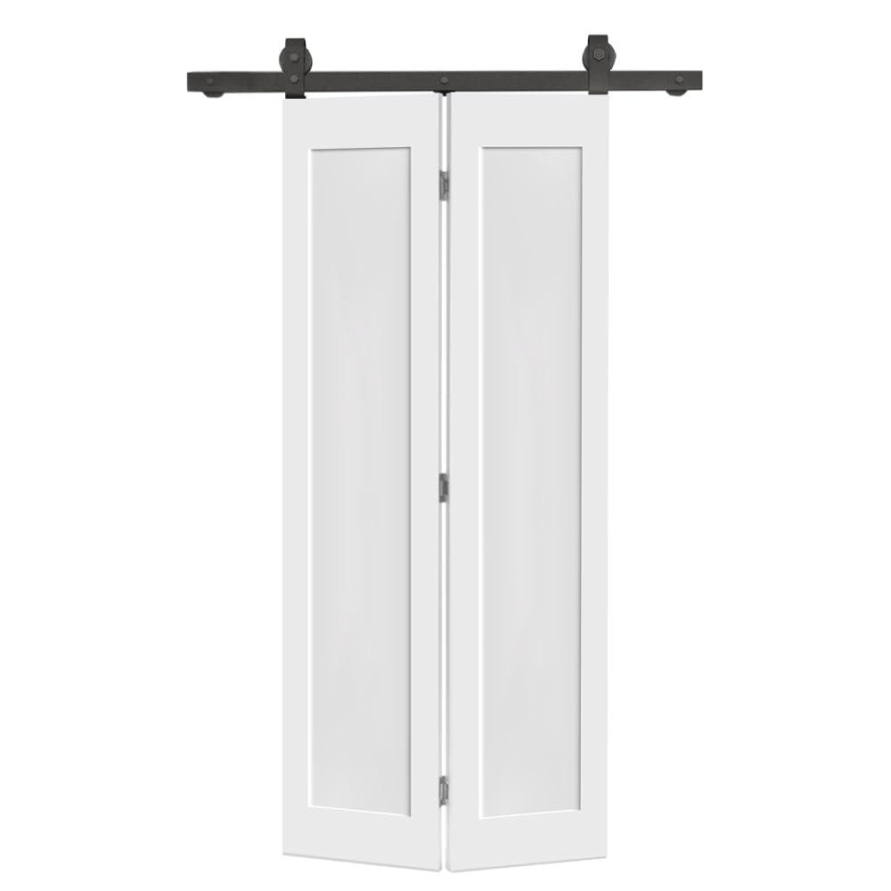 Calhome 1 Panel Shaker Composite Double Bi-Fold Door with Barn Door Hardware Kit