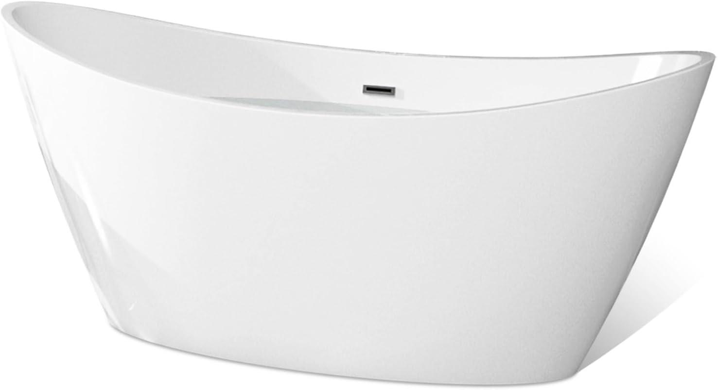 Empava 59'' White Acrylic Freestanding Oval Soaking Tub