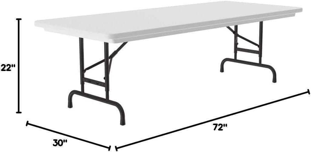 Correll Heavy Duty 30" x 72" Adjustable Height Blow Molded Folding Table - RA3072