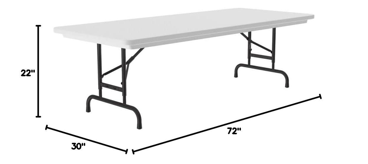 Correll Heavy Duty 30" x 72" Adjustable Height Blow Molded Folding Table - RA3072