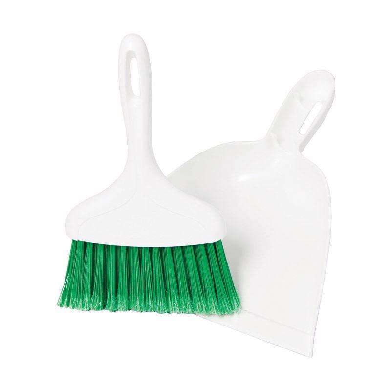Libman Whisk Broom and Dustpan Set Green White Polypropylene