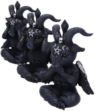 Three Wise Baphomet Black Resin Occult Figurines 13.5cm