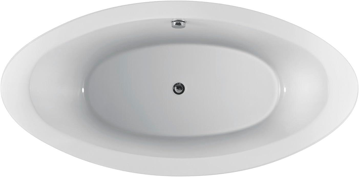 Kingston Brass Aqua Eden 72-Inch Acrylic Oval Double Ended Freestanding Tub with Drain