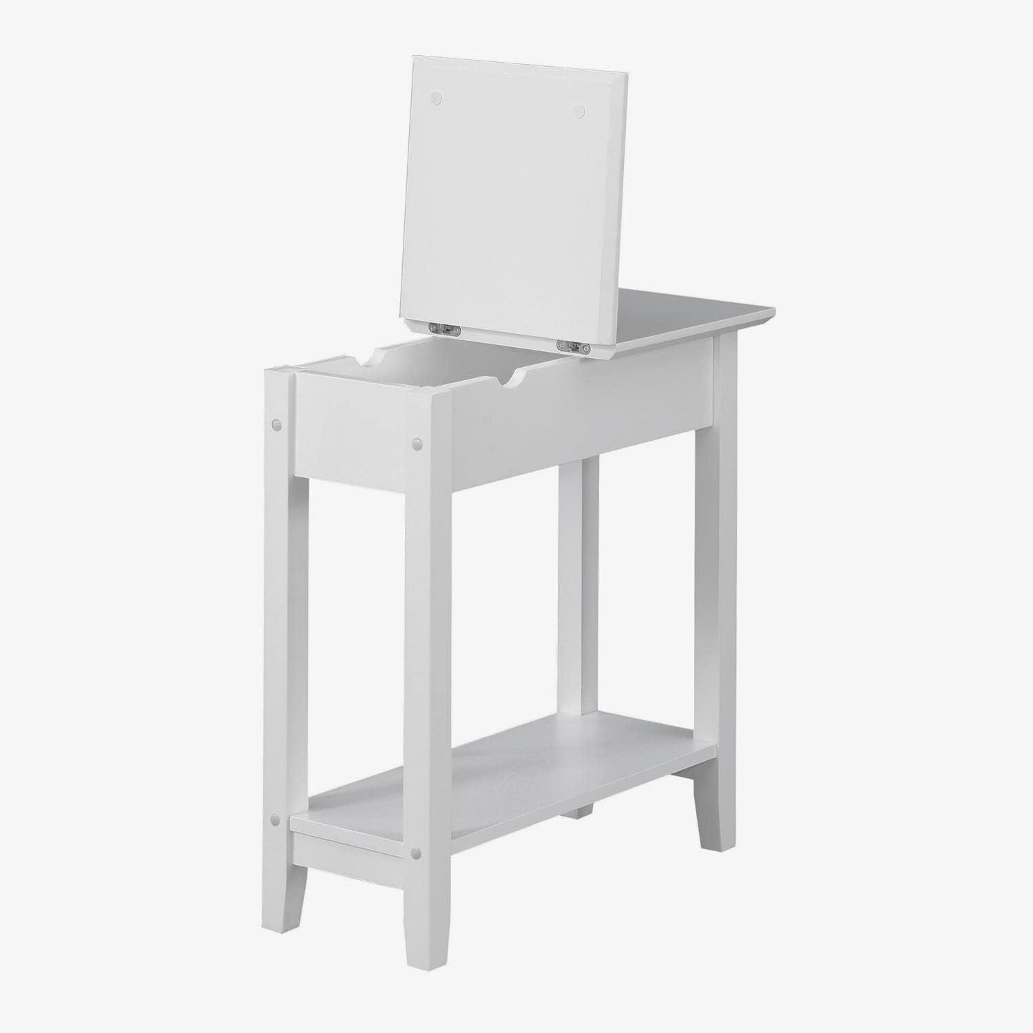 Convenience Concepts American Heritage Flip Top End Table with Charging Station and Shelf, White