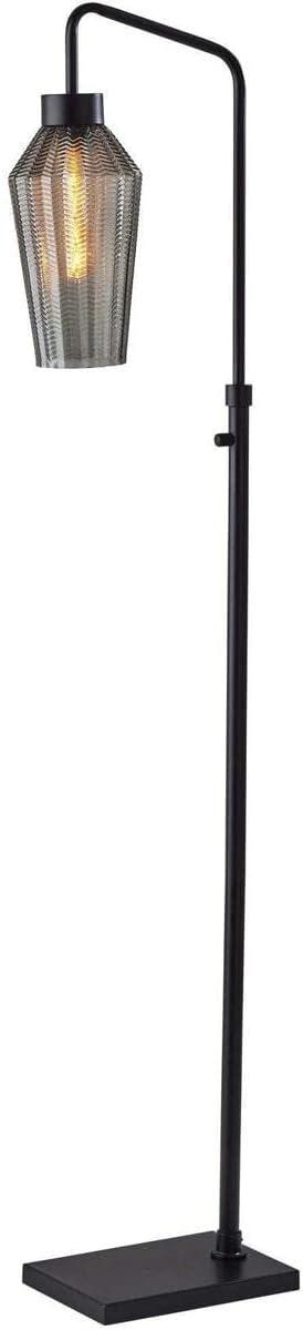 Belfry Vintage Black 62" Floor Lamp with Smoked Glass Shade