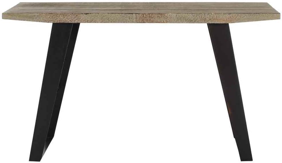 Transitional Waldo 53'' Black/Brown Wood and Metal Console Table with Storage