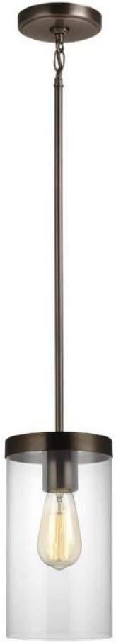 Modern Zire 6" Indoor/Outdoor Pendant in Brushed Oil Rubbed Bronze with Clear Glass