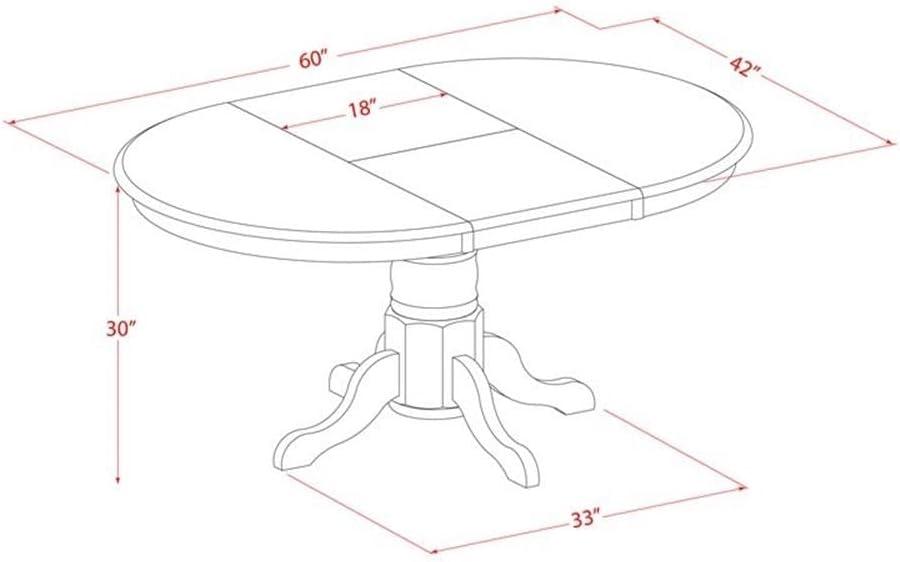 East West Furniture  5 Piece Kitchen Table Set- an Oval Dining Room Table and 4 Solid Wood Seat Chairs,(Finish Options) Black/Cherry AVQU5-BCH-W