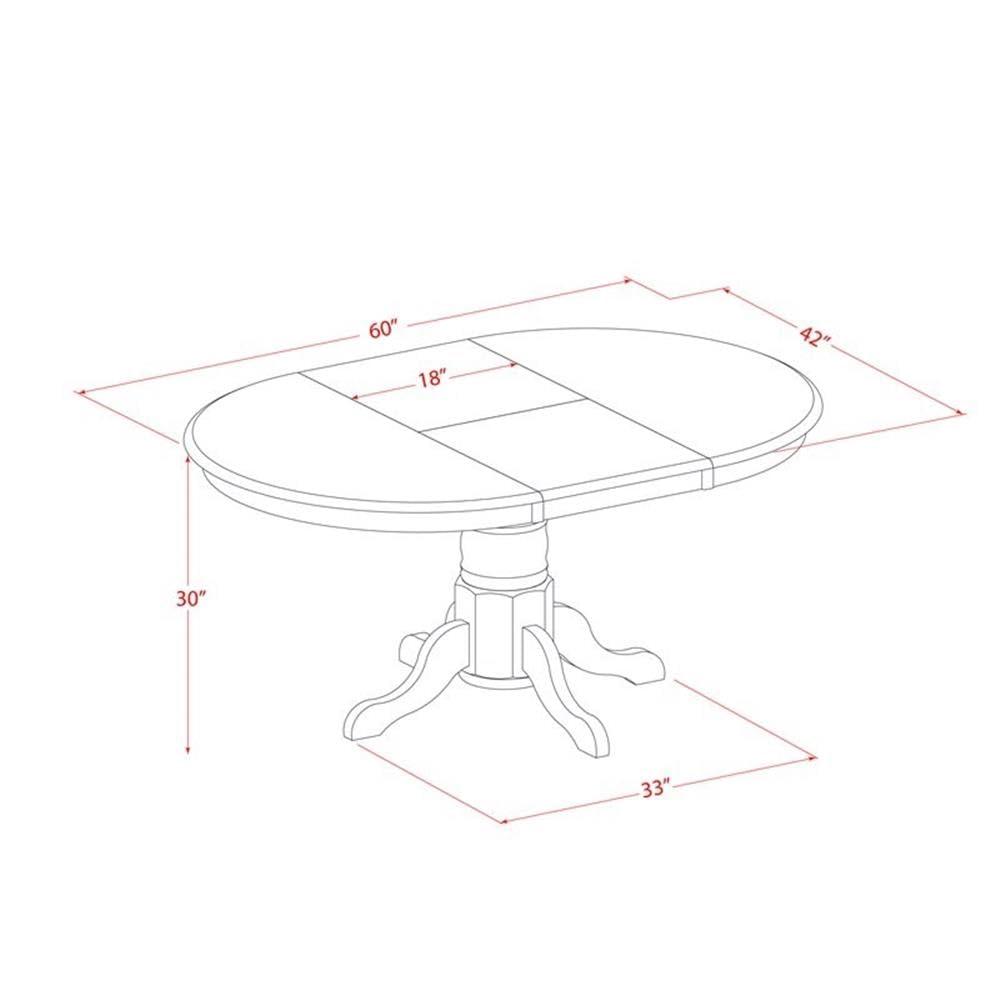 East West Furniture  5 Piece Kitchen Table Set- an Oval Dining Room Table and 4 Solid Wood Seat Chairs,(Finish Options) Black/Cherry AVQU5-BCH-W