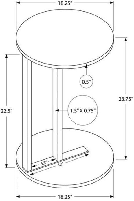 17 Stories Accent Table, Side, Round, End, Nightstand, Lamp, Living Room, Bedroom, White Marble Look Laminate, Black Metal, Contemporary, Modern