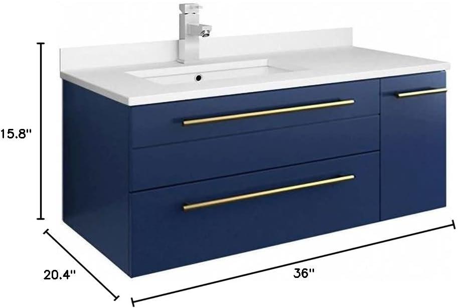 Fresca Lucera 24" Wall Mount Modern Single Sink Bathroom Vanity with Top and Undermount Sink